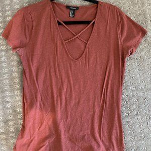 Rush Colored Shirt with Cross V-Neck